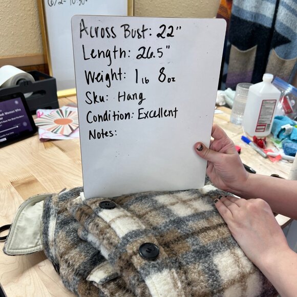 Isabel Marant Etoile Gaston Wool-Blend Plaid Coat Gray Brown Size Medium - Picture 11 of 12